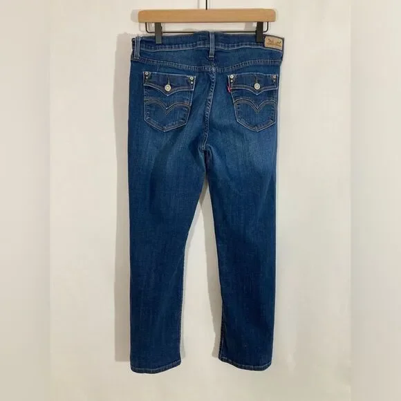 Levi’s Jeans Womens 12S 31x30 Blue Denim Mid Rise Straight Leg Stretch - Picture 3 of 12